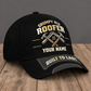 Personalized Roofer Grumpy Old baseball cap, three-quarter view with custom name