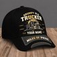 Personalized Trucker Grumpy Old baseball cap, three-quarter view with custom name