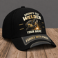 Personalized Welder Grumpy Old baseball cap, three-quarter view with custom name