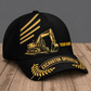 Personalized Excavator Operator Asymmetric Gold baseball cap, three-quarter view with custom name