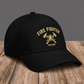 Personalized Fire Fighter Minimal Gold Emblem baseball cap, three-quarter view with custom name