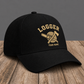 Personalized Logger Minimal Gold Emblem baseball cap, three-quarter view with custom name