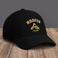 Personalized Roofer Minimal Gold Emblem baseball cap, three-quarter view with custom name