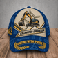 Personalized Excavator Operator Blueprint Geometry baseball cap, front view with custom name