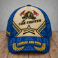Personalized Fire Fighter Blueprint Geometry baseball cap, front view with custom name