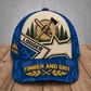 Personalized Logger Blueprint Geometry baseball cap, front view with custom name