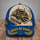 Personalized Trucker Blueprint Geometry baseball cap, front view with custom name