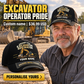 Excavator Operator wearing a personalized Grumpy Old baseball cap with custom name