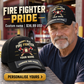 Fire Fighter wearing a personalized Grumpy Old baseball cap with custom name