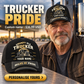 Trucker wearing a personalized Grumpy Old baseball cap with custom name