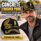 Concrete Finisher wearing a personalized Asymmetric Gold baseball cap with custom name