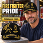 Fire Fighter wearing a personalized Asymmetric Gold baseball cap with custom name
