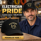 Electrician wearing a personalized Minimal Gold Emblem baseball cap with custom name