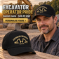 Excavator Operator wearing a personalized Minimal Gold Emblem baseball cap with custom name