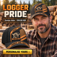 Logger wearing a personalized Diagonal Workshop baseball cap with custom name