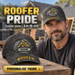 Roofer wearing a personalized Rugged Workshop baseball cap with custom name