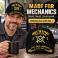 Personalized Mechanic Proud Career Baseball Cap lifestyle advertisement with person wearing cap and shopping CTA