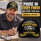 Personalized Concrete Finisher Never Underestimate Baseball Cap — personalised ad with wearer and shopping CTA