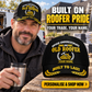 Personalized Roofer Never Underestimate Baseball Cap — personalised ad with wearer and shopping CTA