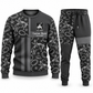 Bull Riding Geometric Panel sweater and jogger combo, charcoal view with name and Since 2005 artwork