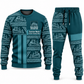 Bulldozer Operator Geometric Panel sweater and jogger combo, teal view with name and company artwork