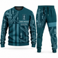 Crane Operator Geometric Panel sweater and jogger combo, teal view with name and company artwork