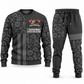 Firefighter Geometric Panel sweater and jogger combo, charcoal view with name and company artwork