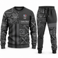 HVAC Geometric Panel sweater and jogger combo, charcoal view with name and company artwork