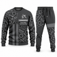 Ironworker Geometric Panel sweater and jogger combo, charcoal view with name and company artwork