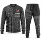 Plumber Geometric Panel sweater and jogger combo, charcoal view with name and company artwork