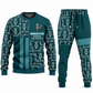 Sprinkler Fitter Geometric Panel sweater and jogger combo, teal view with name and company artwork