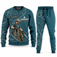 Arborist Curved Panel sweater and jogger combo, teal view with name and company artwork