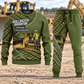 Bulldozer Operator Curved Panel sweater and jogger combo, hero view with name and company artwork