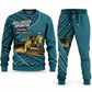 Bulldozer Operator Curved Panel sweater and jogger combo, teal view with name and company artwork