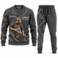 Carpenter Curved Panel sweater and jogger combo, charcoal view with name and company artwork