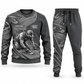 Concrete Finisher Curved Panel sweater and jogger combo, charcoal view with name and company artwork