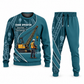 Crane Operator Curved Panel sweater and jogger combo, teal view with name and company artwork