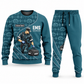 EMS Curved Panel sweater and jogger combo, teal view with name and company artwork
