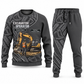 Excavator Operator Curved Panel sweater and jogger combo, charcoal view with name and company artwork