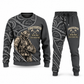 Firefighter Curved Panel sweater and jogger combo, charcoal view with name and company artwork