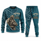Firefighter Curved Panel sweater and jogger combo, teal view with name and company artwork