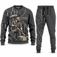 Logger Curved Panel sweater and jogger combo, charcoal view with name and company artwork