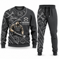 Mechanic Curved Panel sweater and jogger combo, charcoal view with name and company artwork