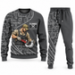 Plumber Curved Panel sweater and jogger combo, charcoal view with name and company artwork