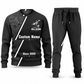 Bull Riding Diagonal Stripe sweater and jogger combo, charcoal view with name and Since 2005 artwork