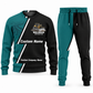 Bulldozer Operator Diagonal Stripe sweater and jogger combo, teal view with name and company artwork
