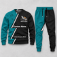 Concrete Finisher Diagonal Stripe sweater and jogger combo, hero view with name and company artwork