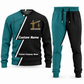 Crane Operator Diagonal Stripe sweater and jogger combo, teal view with name and company artwork
