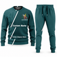 Electrician Diagonal Stripe sweater and jogger combo, teal view with name and company artwork