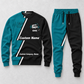 EMS Diagonal Stripe sweater and jogger combo, hero view with name and company artwork